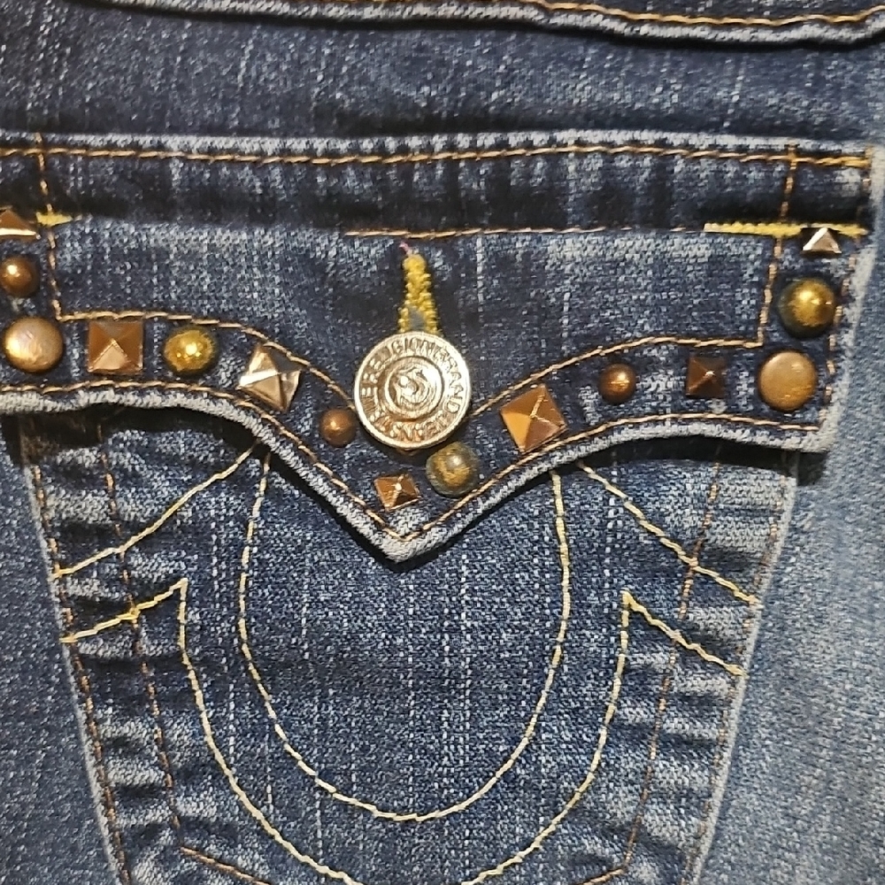 True Religion Blue Straight Leg Jeans Classic Style BILLY - Picture 3 of 9